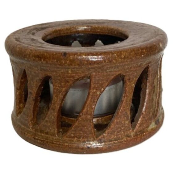 Ceramic Lantern Pottery Art Tea Light Luminary Candle Holder 2.75 in tall x 4.5 - Picture 2 of 14